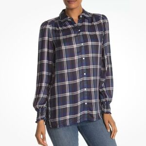 NWT Max Studio Plaid Button-Up Blouse - Size Small